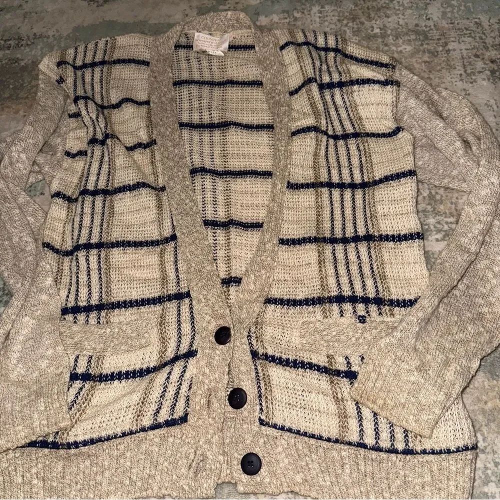 Pendleton Cream and Navy Knit Sweater